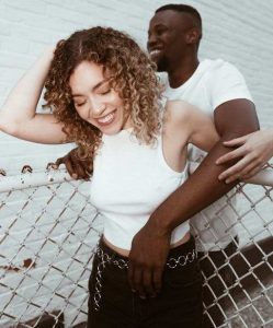 Couple embracing each other