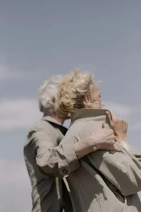 couple embracing outdoors