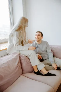 empty nest couple talking